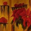 Cherries and Flowers, oil on canvas, 1.22x1.52mts
